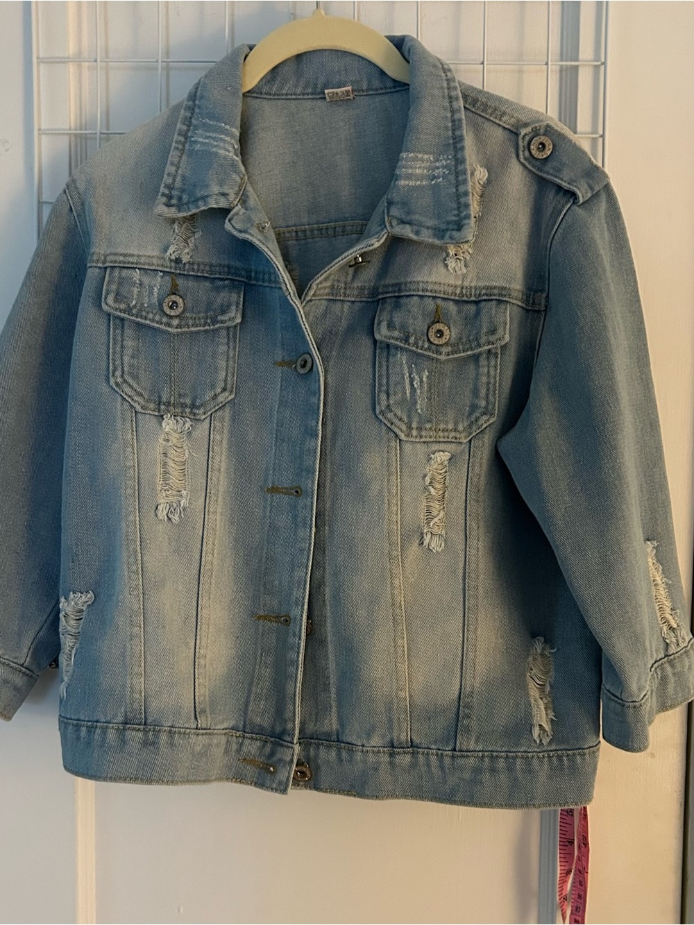 Light Blue Distressed Denim Jacket - Women's Jean Jacket